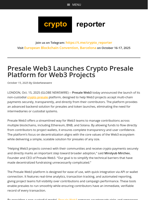 Presale Web3 Launches Crypto Presale Platform for Web3 Projects