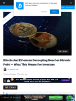 Bitcoin And Ethereum Decoupling Reaches Historic Point — What This Means For Investors | Bitcoinist.com