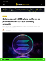 Solana sees $169M whale outflows as price rebounds to $229