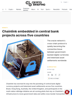 Chainlink embedded in central bank projects across five countries