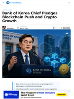 Bank of Korea Governor Supports Crypto and Blockchain
