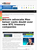 Bitcoin advocate Max keiser casts doubt over new BTC treasury companies - The Crypto News Wire
