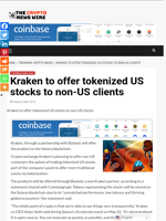 Kraken to offer tokenized US stocks to non-US clients - The Crypto News Wire