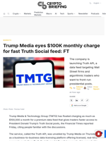 Trump Media eyes $100K monthly charge for fast Truth Social feed: FT