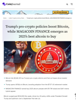 Trump’s crypto reforms push Bitcoin higher