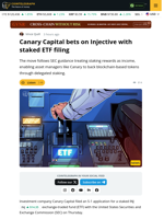 Canary Capital Bets on Injective With Staked ETF Filing