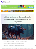 ADA price jumps as Cardano founder Charles Hoskinson responds to scam allegations - CoinJournal