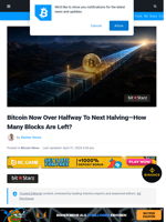 Bitcoin Now Halfway To Next Halving—How Many Blocks Left?