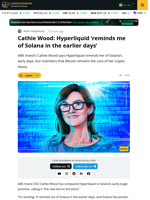 ARK Invest's Cathie Wood: Hyperliquid Feels Like Early Solana