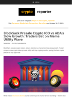 BlockSack Presale Crypto ICO vs ADA’s Slow Growth: Traders Bet on Meme Utility Wave