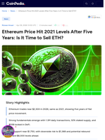 Ethereum Price Hit 2021 Levels After Five Years