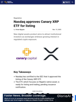 Nasdaq approves Canary XRP ETF for listing