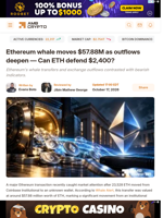 Ethereum whale moves $57.88M as outflows deepen — Can ETH defend $2,400? - AMBCrypto