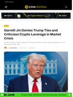 Garrett Jin Denies Trump Ties and Criticizes Crypto Leverage