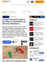 Crypto Markets Brace for Macro Volatility as Bitcoin Weakens – Crypto News Bitcoin News