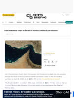 Iran threatens ships in Strait of Hormuz without permission