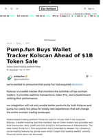 Pump.fun Buys Wallet Tracker Kolscan Ahead of $1B Token Sale - 