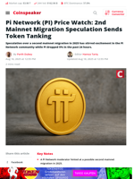 Pi Token Dips on 2nd Mainnet Rumors