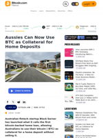 Aussies Can Now Use BTC as Collateral for Home Deposits – News Bytes Bitcoin News