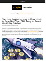 This New Cryptocurrency is More Likely to Gain 100x Than ETH, Analysts Reveal the Utility Catalyst