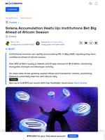 Solana (SOL) Gains Institutional Backing as Altcoin Season Looms