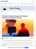 New AI Token Crashes 50% Despite Binance and Coinbase Listing