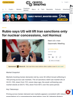 Rubio says US will lift Iran sanctions only for nuclear concessions, not Hormuz