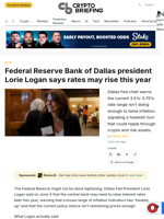 Federal Reserve Bank of Dallas president Lorie Logan says rates may rise this year