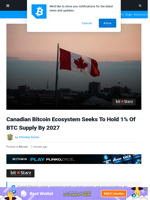 Canadian Bitcoin Ecosystem Seeks To Hold 1% Of BTC Supply By 2027