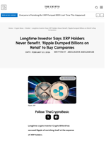 Longtime Investor Says XRP Holders Never Benefit, ‘Ripple Dumped Billions on Retail’ to Buy Companies