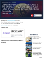 Michael Saylor Says Bitcoin's Newness Is The 'Strongest Argument' Against It, But Notes It Took People 30 Years To Embrace Electricity - Strategy (NASDAQ:MSTR) - Benzinga