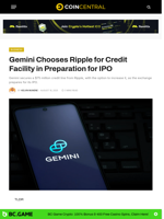 Gemini Chooses Ripple for Credit Facility in Preparation for IPO