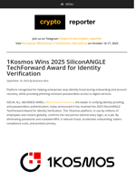 1Kosmos Wins 2025 SiliconANGLE TechForward Award for Identity Verification