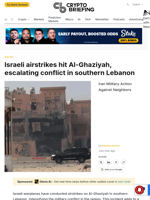 Israeli airstrikes hit Al-Ghaziyah, escalating conflict in southern Lebanon