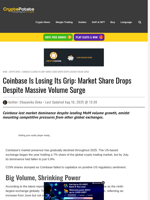 Coinbase Is Losing Its Grip: Market Share Drops Despite Massive Volume Surge