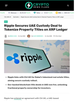 Ripple Secures UAE Custody Deal to Tokenize Property Titles on XRP Ledger - Crypto News Flash