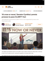 'It’s now or never,' Senator Cynthia Lummis presses to pass CLARITY Act - AMBCrypto