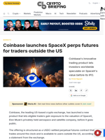 Coinbase launches SpaceX perps futures for traders outside the US