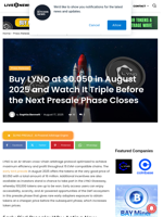 Buy LYNO at $0.050 in August 2025 and Watch It Triple Before the Next Presale Phase Closes | Live Bitcoin News