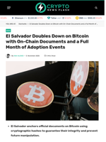 El Salvador Doubles Down on Bitcoin with On-Chain Documents and a Full Month of Adoption Events - Crypto News Flash