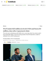 Donald Trump backed World Liberty Financial mints $25 million in fresh USD1