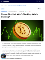 Bitcoin Rich List: Who’s Stacking, Who’s Slacking?