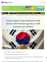 Crypto policies may dominate South Korea's 2025 election agenda as 15M investors eye reforms - CoinJournal