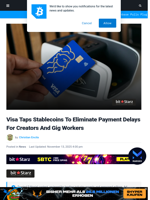 Visa Taps Stablecoins To Eliminate Payment Delays For Creators And Gig Workers