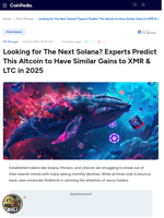 Looking for The Next Solana? Experts Predict This Altcoin to Have Similar Gains to XMR & LTC in 2025