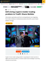 DATs Bring Crypto’s Insider Trading Problem to TradFi: Shane Molidor