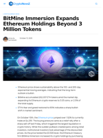 BitMine Immersion Expands Ethereum Holdings Beyond 3 Million Tokens - CryptoNewsZ