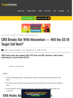 CRO Breaks Out With Momentum — Will the $0.18 Target Fall Next?