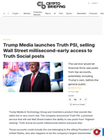 Trump Media launches Truth PSI, selling Wall Street millisecond-early access to Truth Social posts