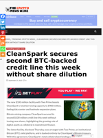 CleanSpark secures second BTC-backed credit line this week without share dilution - The Crypto News Wire